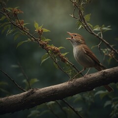 A nightingale singing its hauntingly beautiful tune.