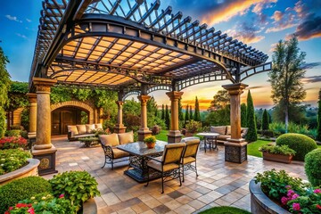 Fototapeta premium Luxurious Pergola Design Architecture - AI Photo