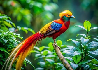 Obraz premium Majestic Thai National Bird in Lush Green Canopy - Nature Photography