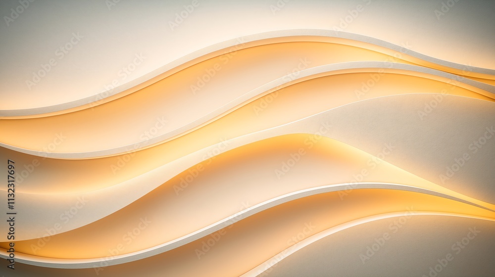 Poster abstract wavy lines in soft golden tones create an elegant background