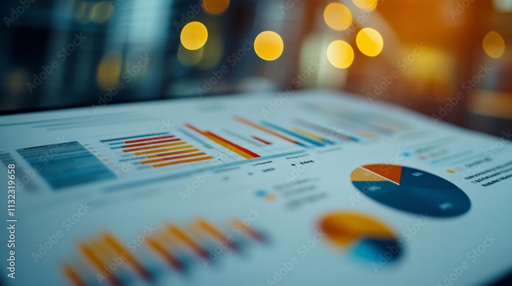Poster data visualization with charts and graphs for business analysis.
