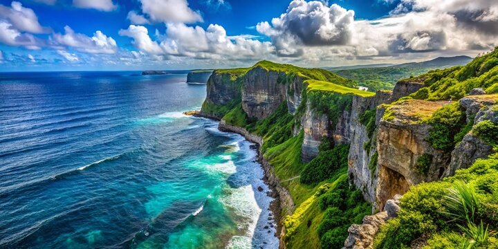 Saipan Suicide Cliff Panoramic View - Dramatic Scenery