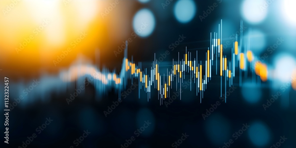 Poster a visual representation of a financial market or trading chart, displaying candlestick patterns and 