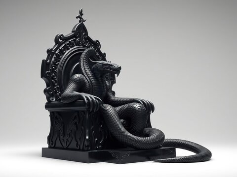 Serpent deity in a throne made of obsidian, Aztec, mystical, serpent