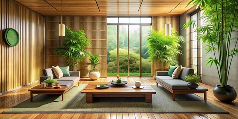 Fototapeta premium Zen Living Room Minimalist Photography, Meditation Space