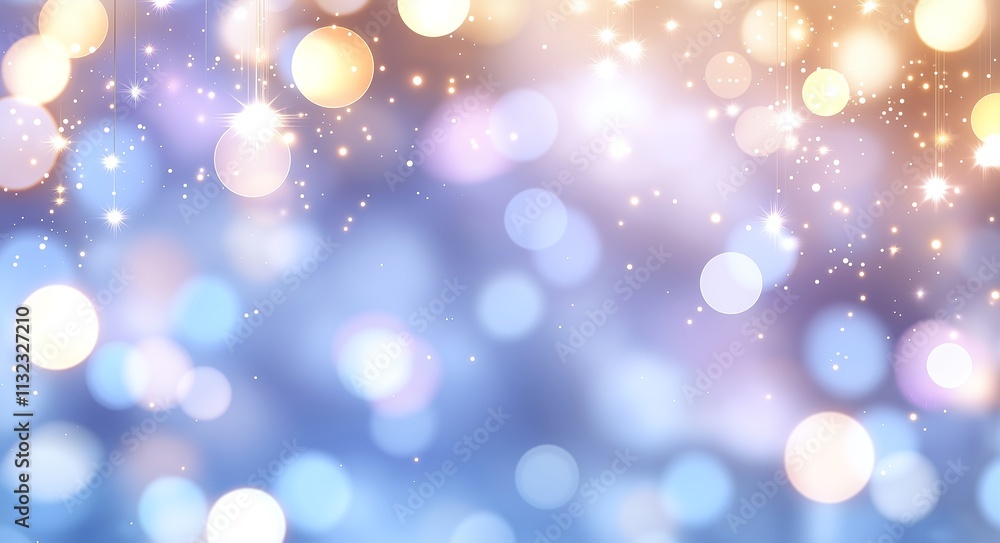 Poster a vibrant, abstract bokeh background with soft blue and orange lights creating a dreamy atmosphere. 