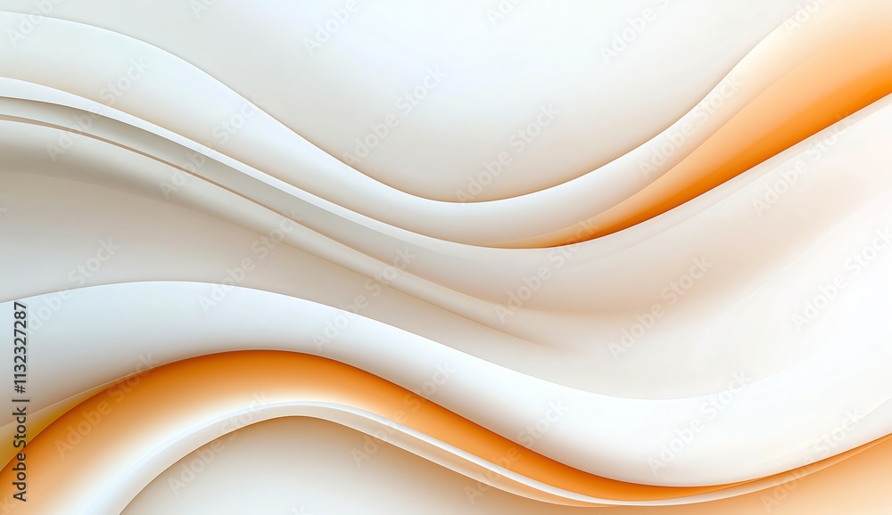 Poster smooth flowing curves in white and orange create an abstract design, perfect for creative background