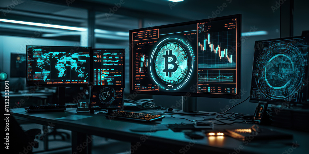 Aufkleber digital payments and cryptocurrency regulation concept. cryptocurrency exchange with real time data 
