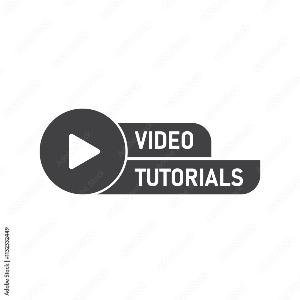 Aufkleber play video tutorials icon in flat style. education software vector illustration on isolated backgrou