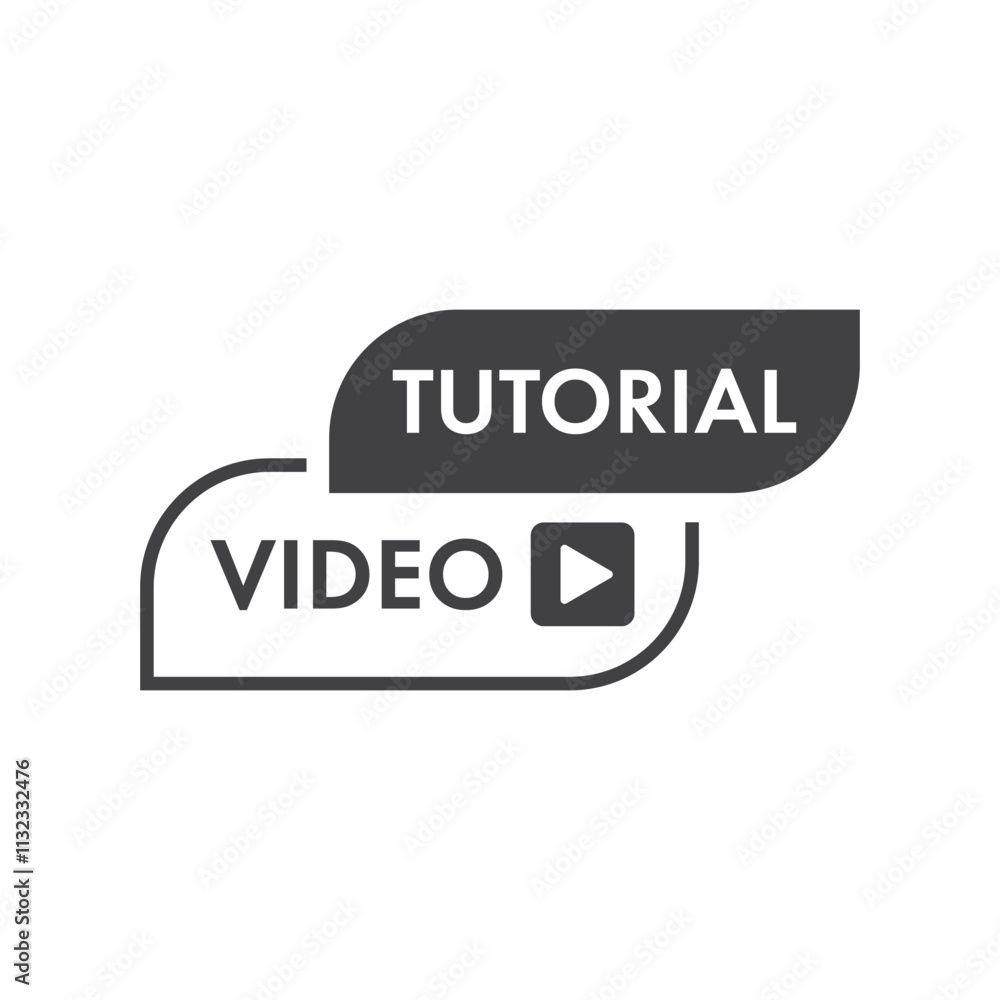 Aufkleber play video tutorials icon in flat style. education software vector illustration on isolated backgrou