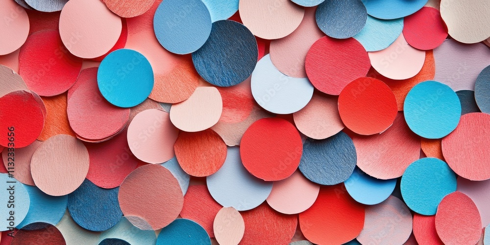 Aufkleber abstract background featuring round pieces of paper, showcasing the unique textures and colors of ro