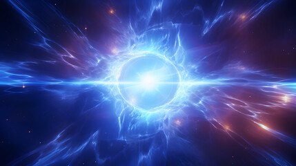 Obraz premium Digital blue glowing high energy plasma force field in space poster background