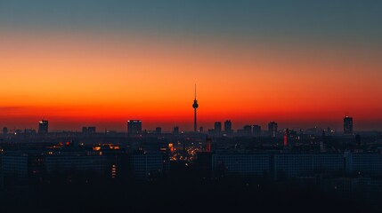 Naklejka premium Berlin Skyline at Sunset - Cityscape Silhouette