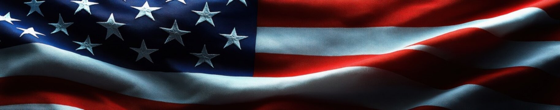 A flag with stars and stripes is shown in a blue and white background