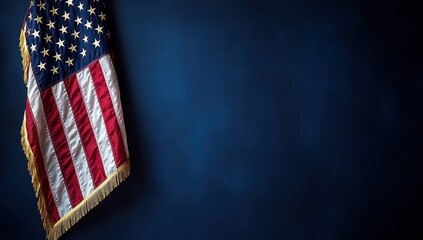 Obraz premium A blue background with a red and white American flag