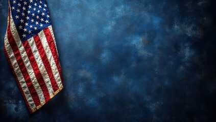 Obraz premium A blue background with a red and white American flag