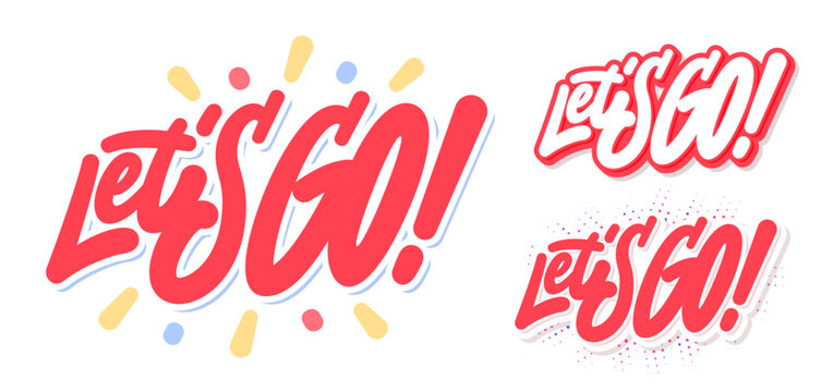 Let's Go. Vector typography. Three design variants.