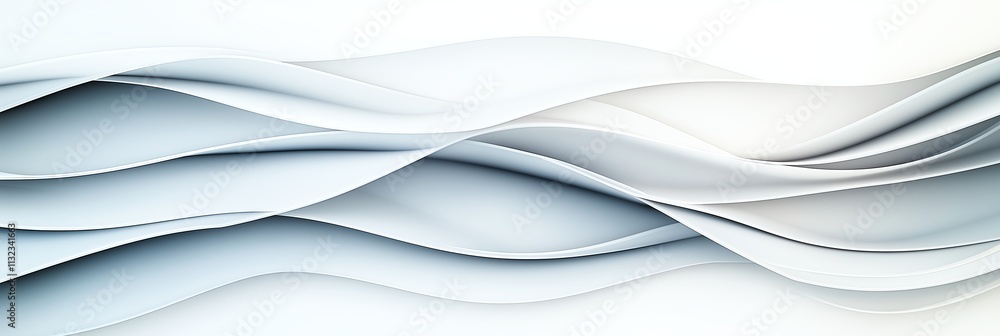 Poster abstract background with smooth, flowing lines creating elegant wave patterns in shades of white and
