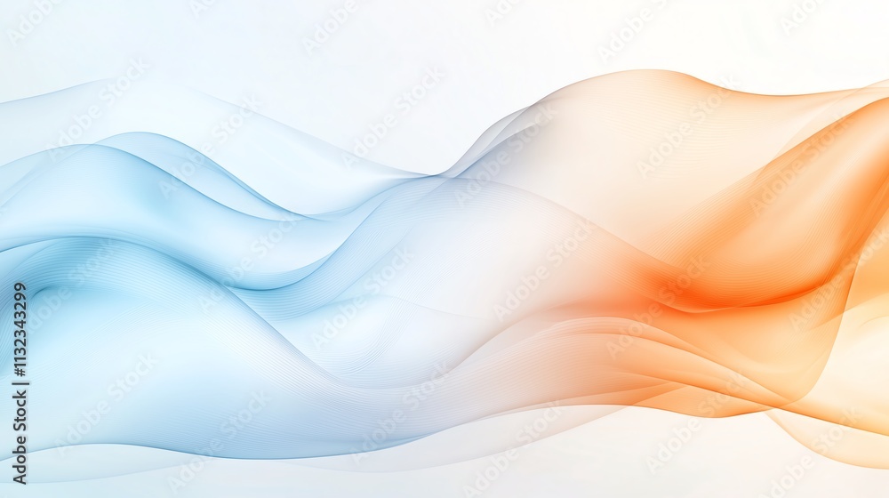 Poster abstract image of flowing blue and orange waves creating a serene, harmonious pattern. ideal for bac