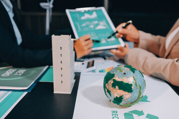 Carbon offset price report CO2 emission. Future growth Net zero waste in ESG ethical SME office...