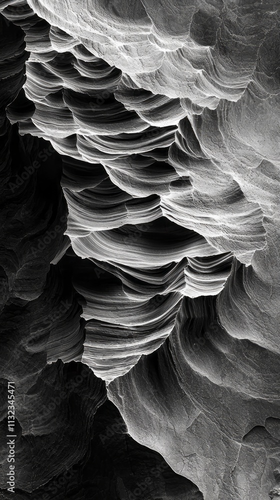 Poster waves of sandstone come alive in a mesmerizing display of textured formations. shadows and light dan
