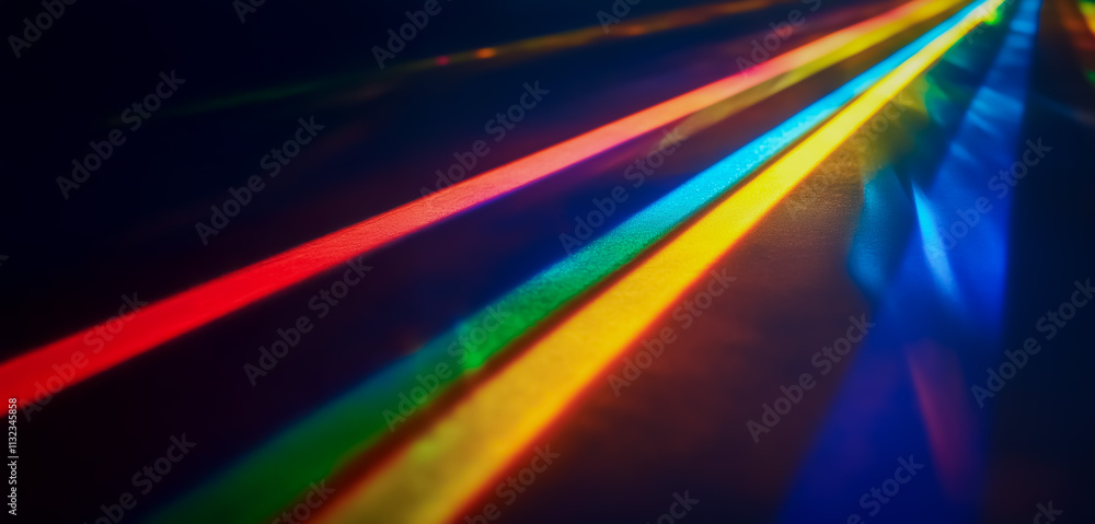Aufkleber a close-up of light refractions forming colorful rainbow patterns on a dark surface, emphasizing vib