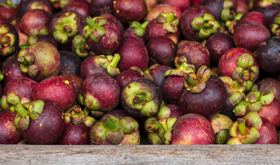 Close up of Mangosteen (Garcinia mangostana), Fruit background.