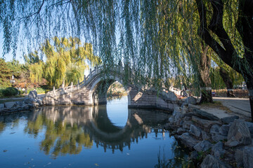 Beautiful autumn view of Yuanmingyuan Park in Beijing, China