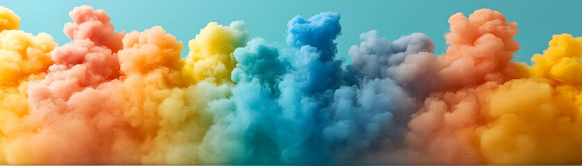 Naklejka premium Vibrant Rainbow Color Smoke Clouds Abstract Background