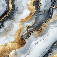 Obraz premium Abstract Gold & Grey Marble Swirl, Elegant, Luxurious Background Texture for Design Projects