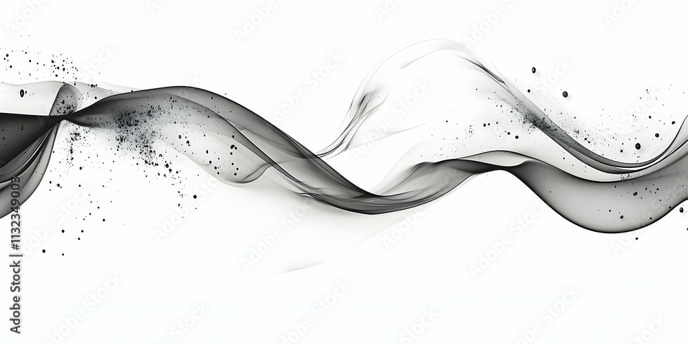 Poster abstract black wave design, elegant curves flowing gracefully across white background, creating a dy