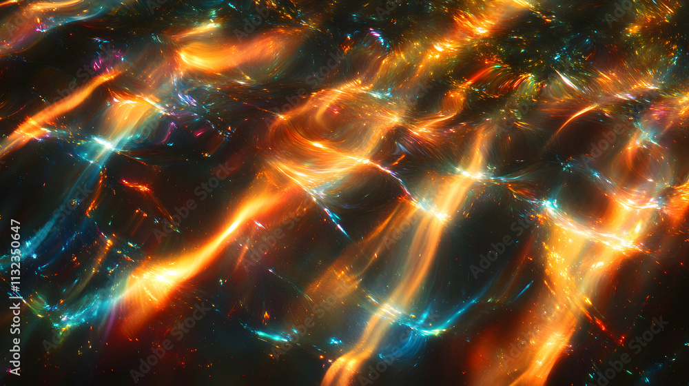 Poster abstract cosmic nebula, vibrant energy streams flow dynamically across the dark canvas, creating a s