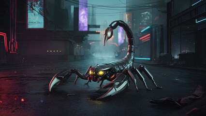 AI Generate : Scorpion in Cyberpunk City