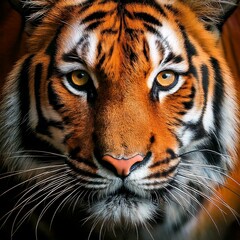 Close-Up of a Beautiful Bengal Tiger's Face, Generatif AI