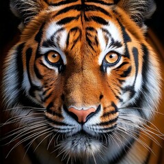Close-Up of a Beautiful Bengal Tiger's Face, Generatif AI