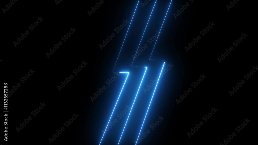 Aufkleber abstract cyan neon lights animated on a dark background. abstract neon lines moving up screen saver,