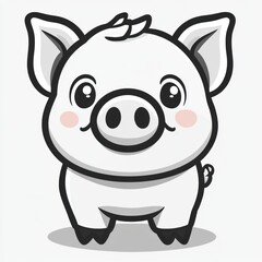 Fototapeta premium Cute cartoon pig illustration. (6)