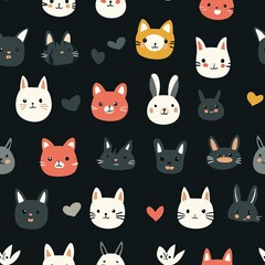 Fototapeta premium Seamless pattern of cute cartoon animals