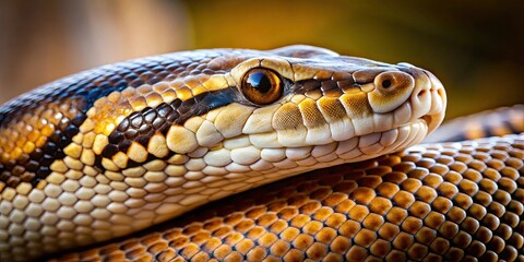 Fototapeta premium Close up of a python, reptile, snake, scales, exotic, wildlife, predator, slithering, dangerous, serpentine