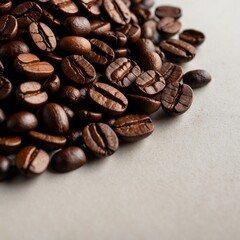 Obraz premium pile of dark coffee beans on white surface 
