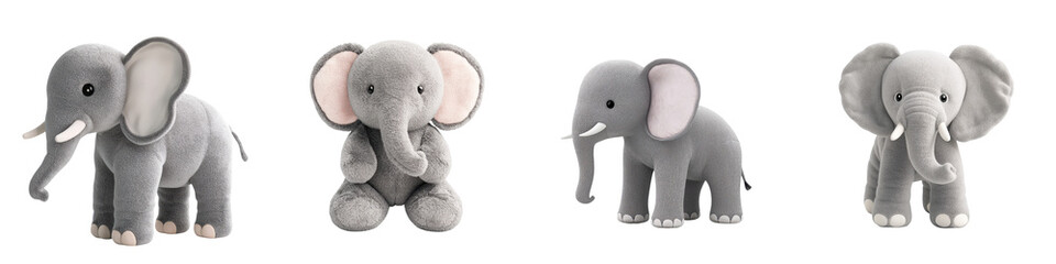Obraz premium Adorable Soft Plush Elephant Toys for Nursery and Home Decor Cute Gray Stuffed Animal Figures Perfect for Kids Babies Gifts and Retail Merchandising