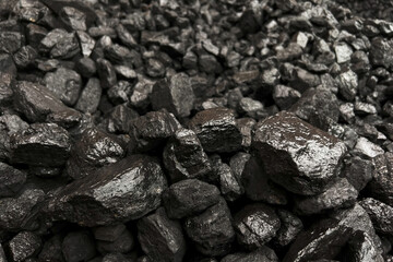 Closeup of Black Coal Rocks