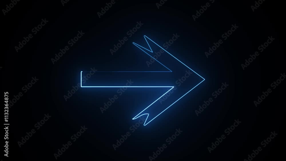 Poster arrow-shaped neon sign. neon arrow symbol icon. directional sign arrow points to the right with back