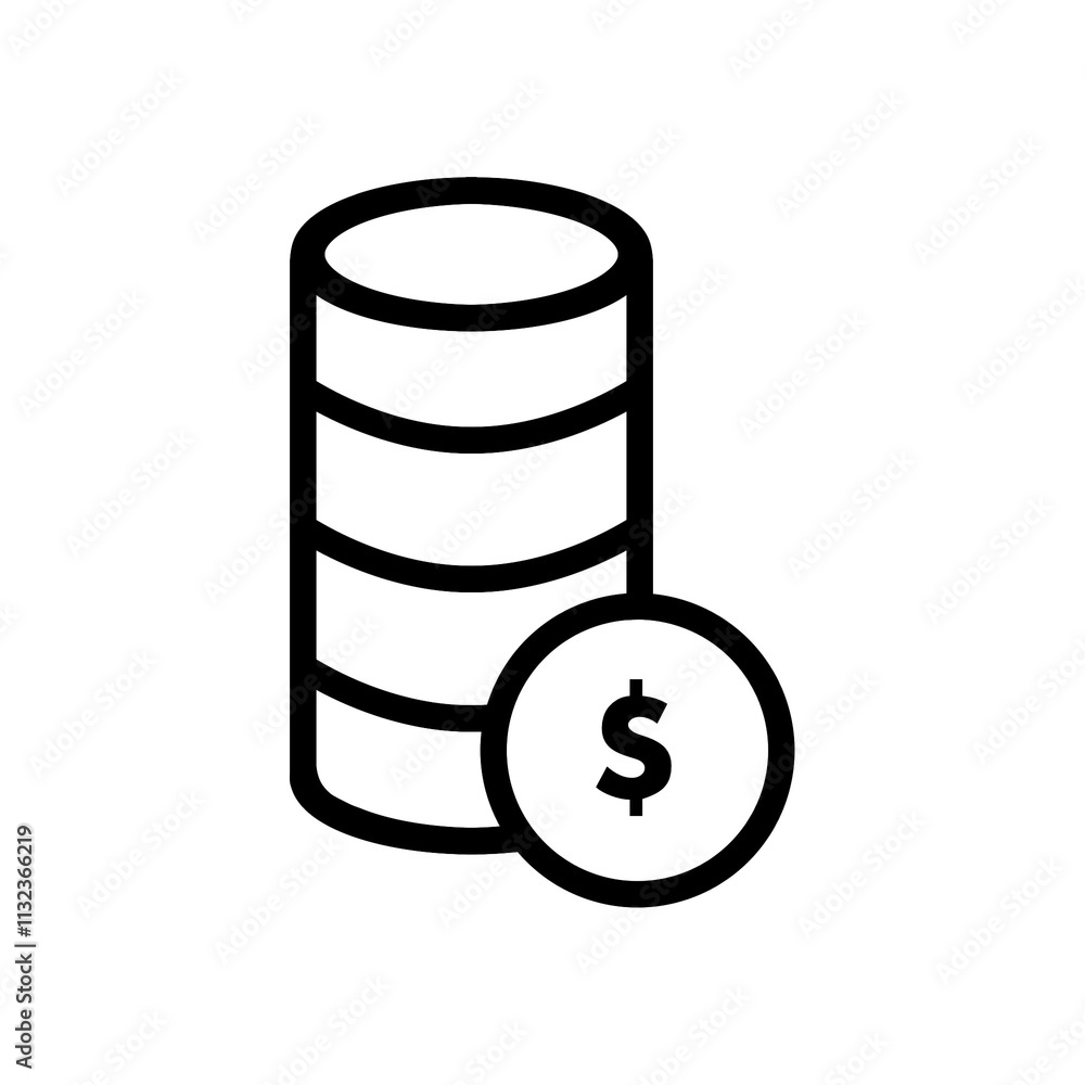 Poster dollar coin stack icon with simple and modern design