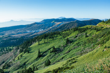 A magnificent view of Mt. Kusatsu-Shirane in summer.