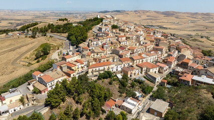 Fototapeta premium Aerial view of the town of Candela, located on a hill in the province of Foggia, Puglia, Italy.