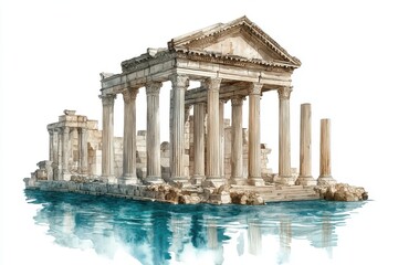 Obraz premium temple of ancient apollo on white