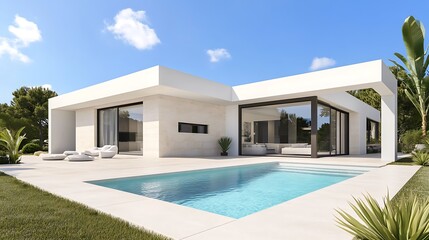 Fototapeta premium A modern and elegant house with a swimming pool
