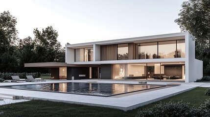 Fototapeta premium A modern and elegant house with a swimming pool
