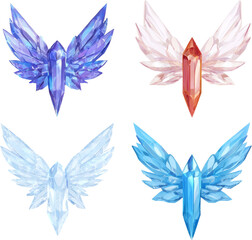 wings made of crystal,crystal wings colorful set 